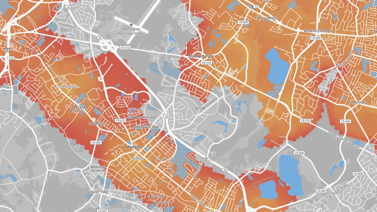 Transit Grade map of Florham Park, NJ