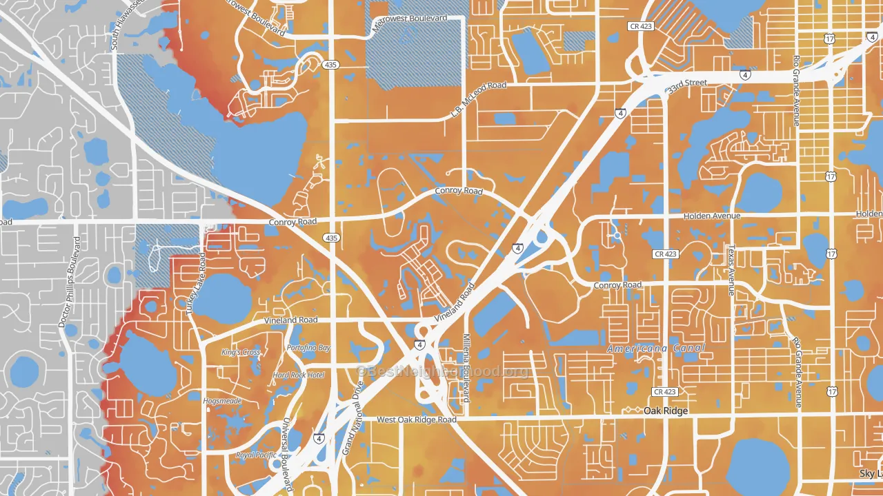 Transit Grade map of Florida Center North, Orlando, FL