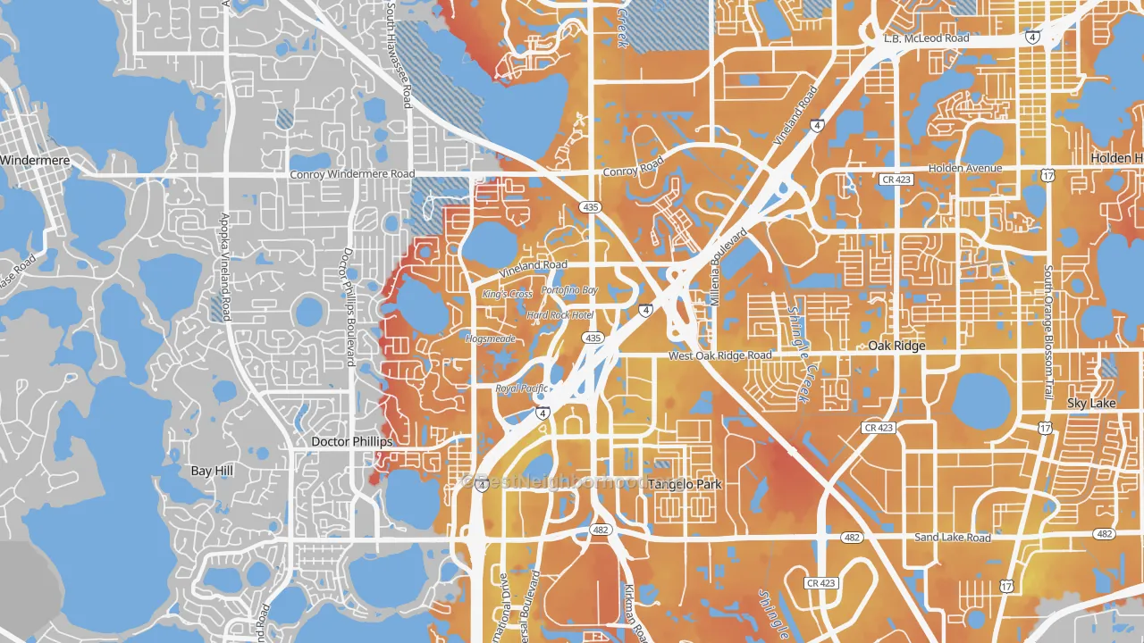 Transit Grade map of Florida Center, Orlando, FL