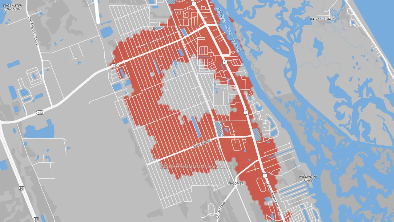 Transit Grade map of Florida Shores, Edgewater, FL