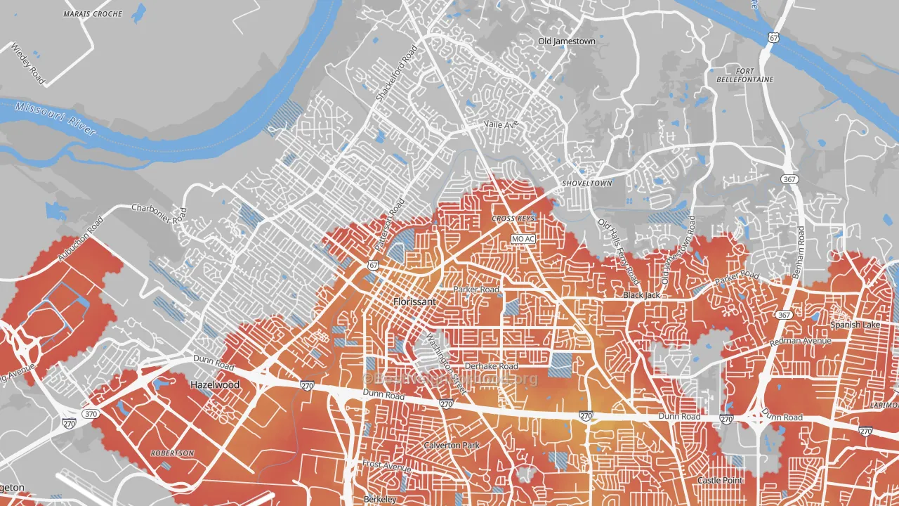 Transit Grade map of Florissant, MO