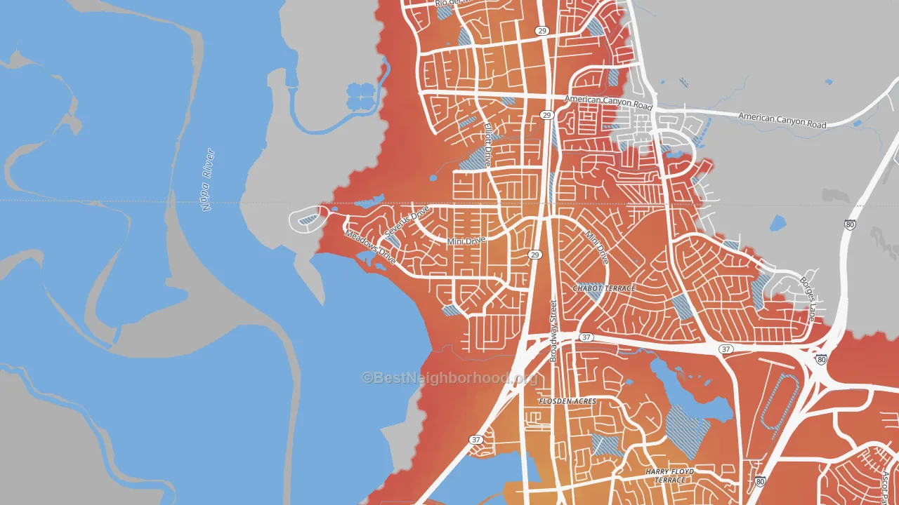 Transit Grade map of Flosden, Vallejo, CA