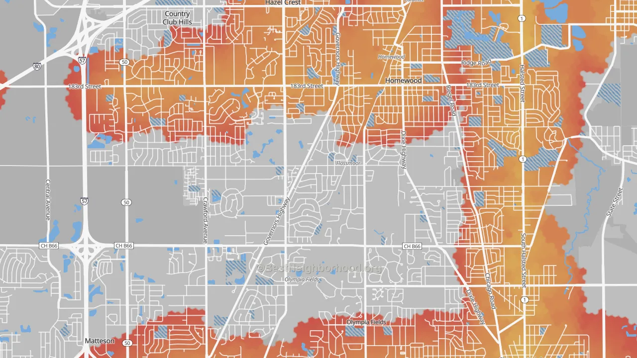 Transit Grade map of Flossmoor, IL