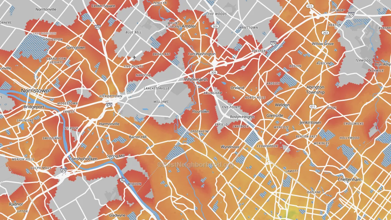 Transit Grade map of Flourtown, PA