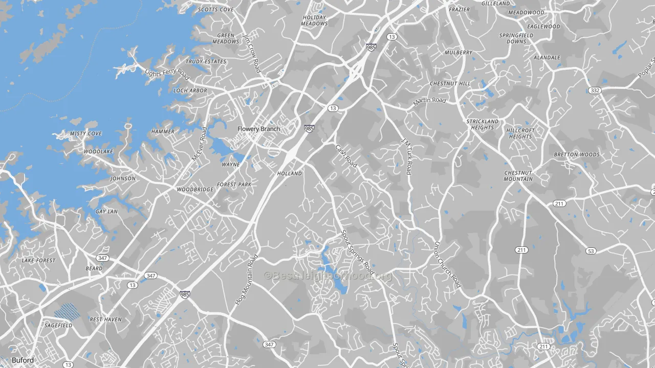 Transit Grade map of Flowery Branch, GA