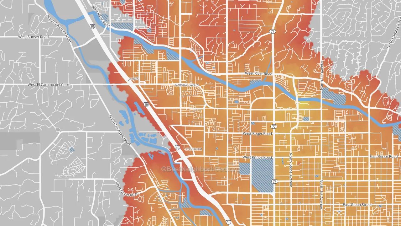 Transit Grade map of Flowing Wells, AZ