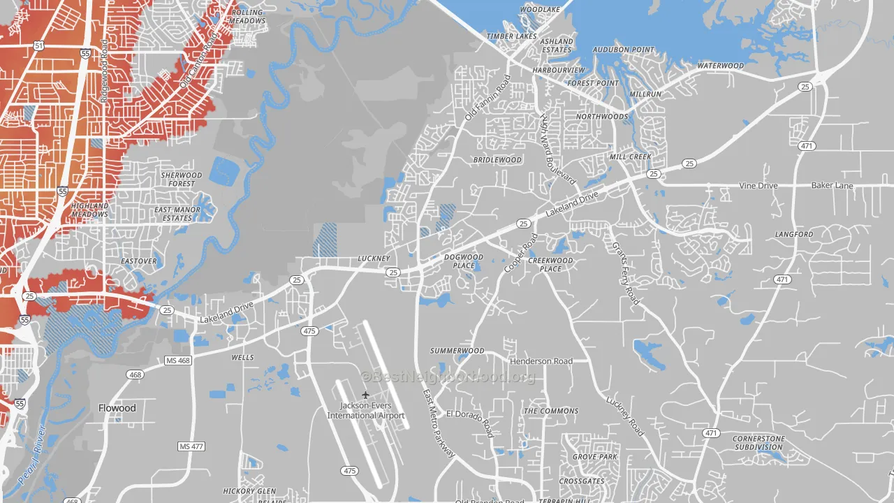 Transit Grade map of Flowood, MS