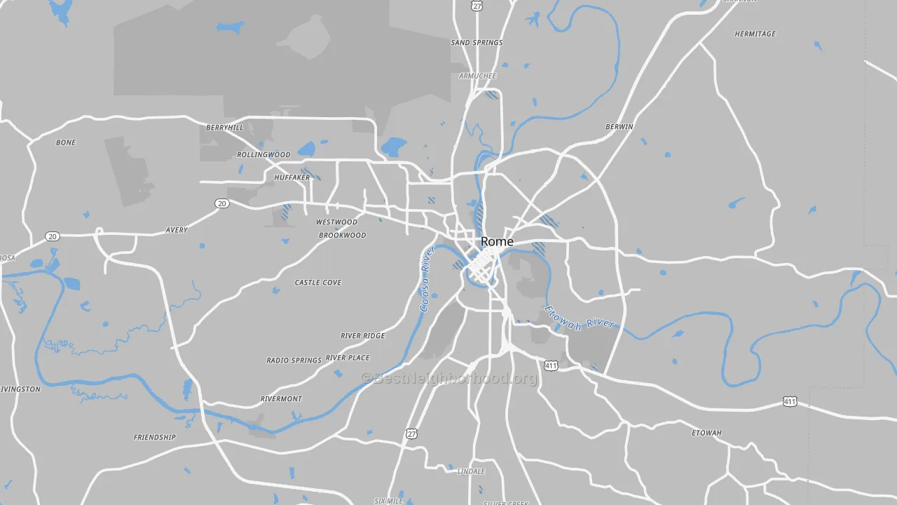 Transit Grade map of Floyd County, GA