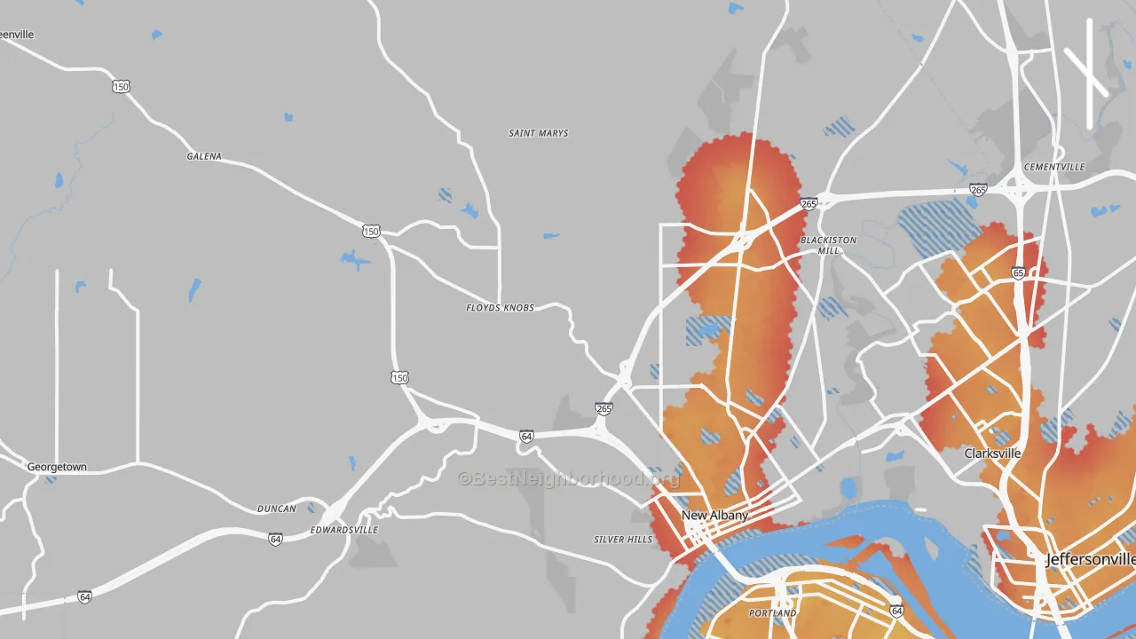 Transit Grade map of Floyd County, IN
