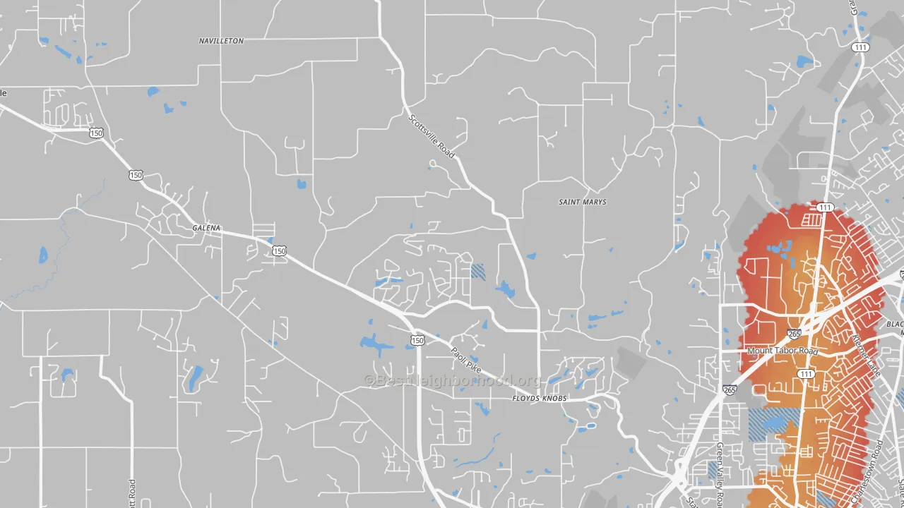Transit Grade map of Floyds Knobs, IN