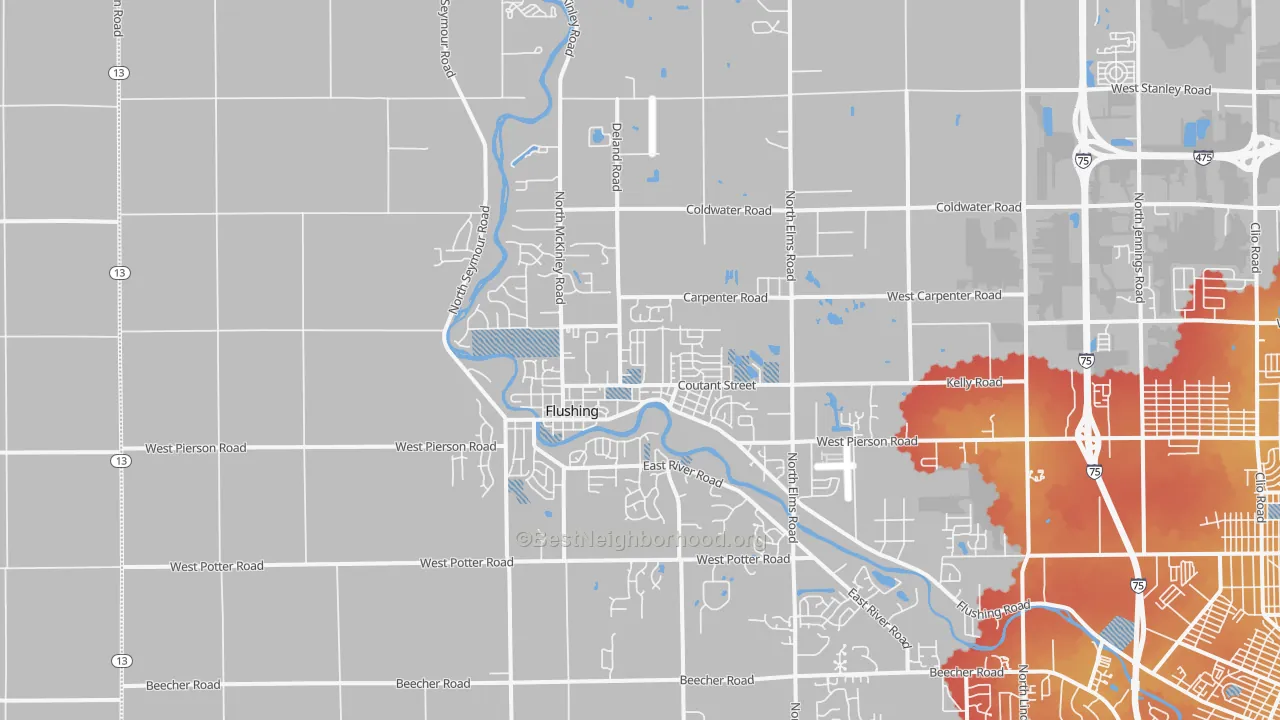 Transit Grade map of Flushing, MI