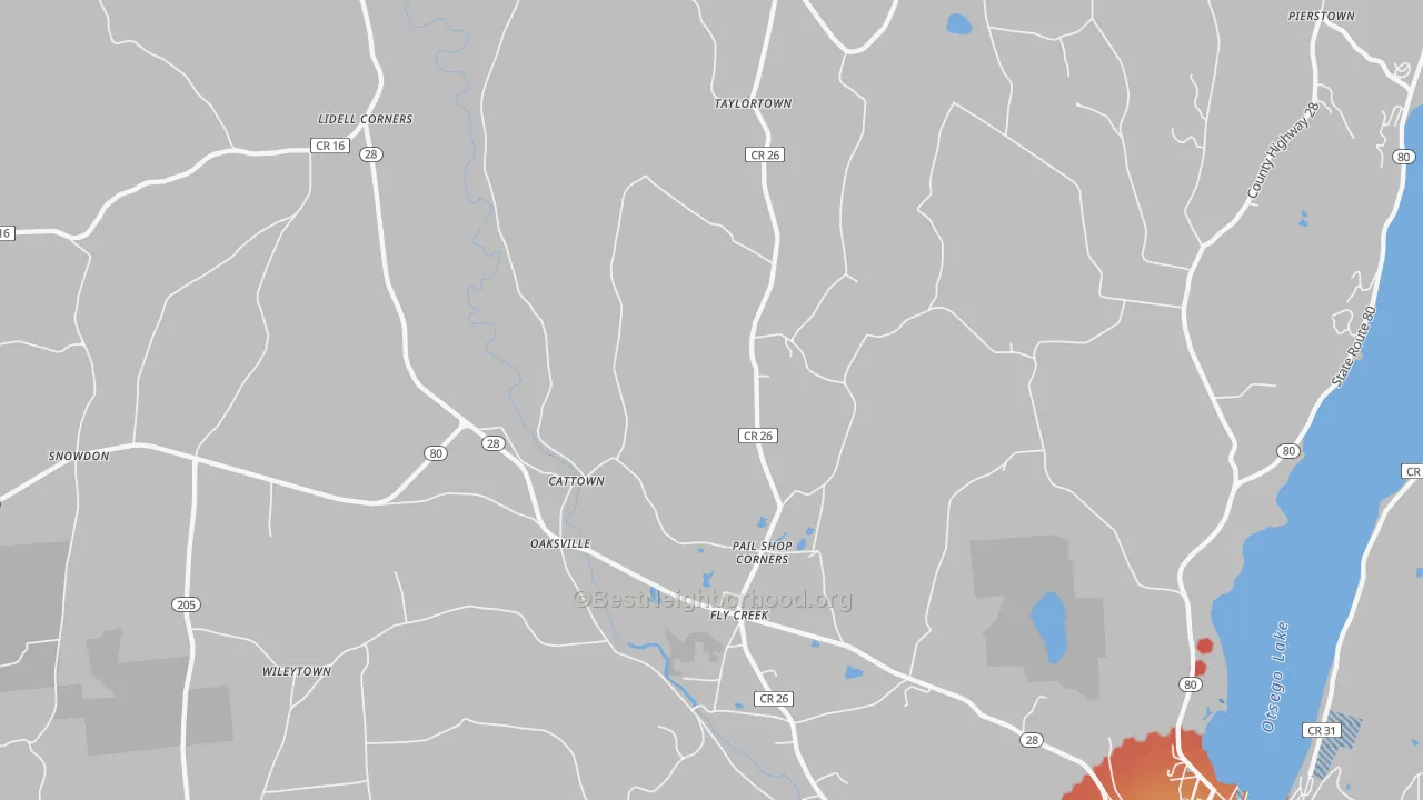 Transit Grade map of Fly Creek, NY