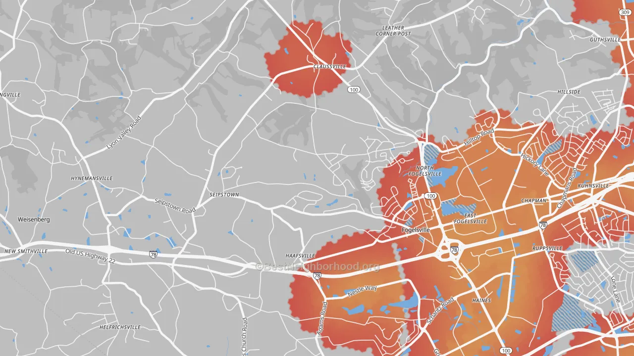 Transit Grade map of Fogelsville, PA
