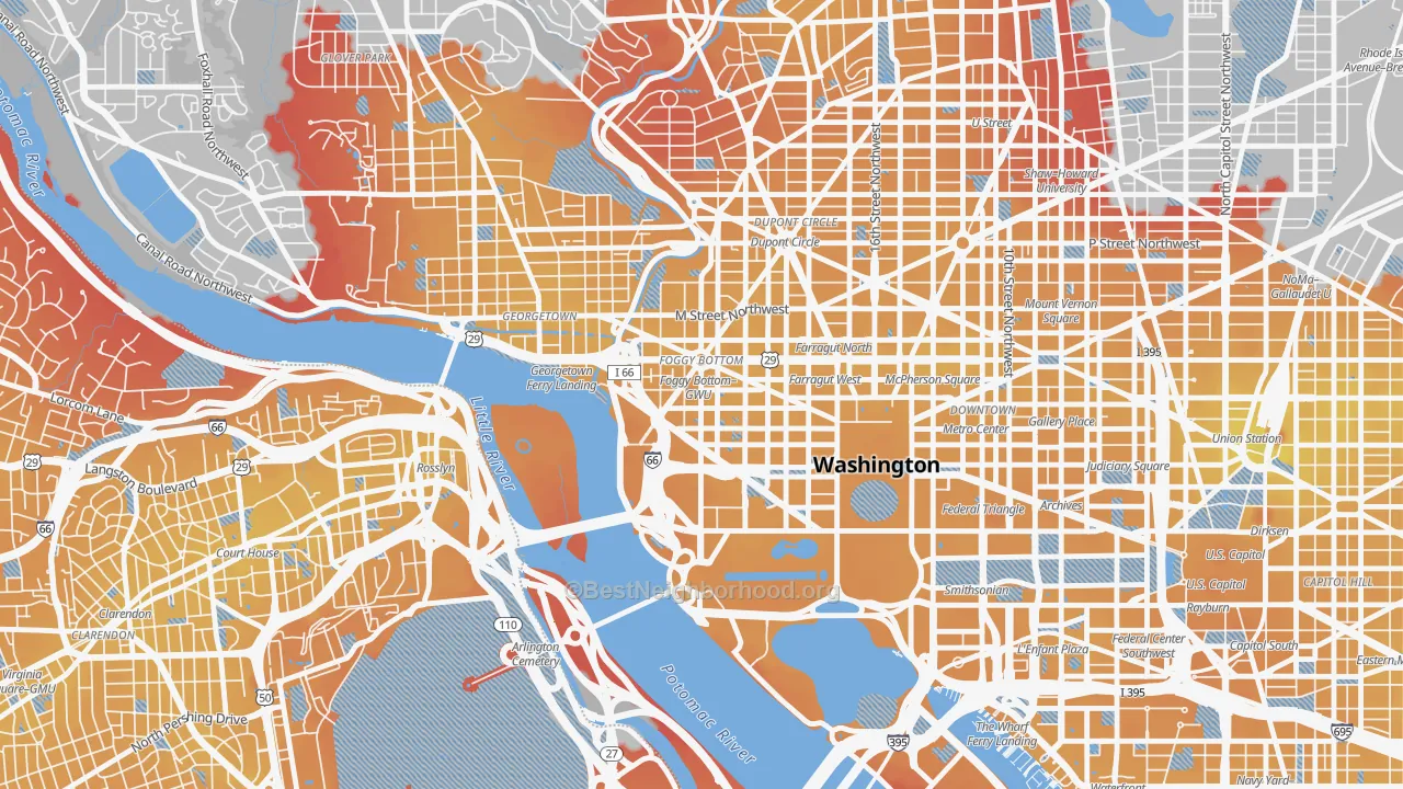 Transit Grade map of Foggy Bottom, Washington, DC