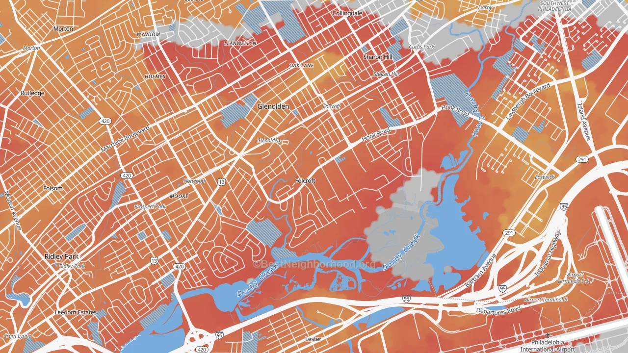 Transit Grade map of Folcroft, PA