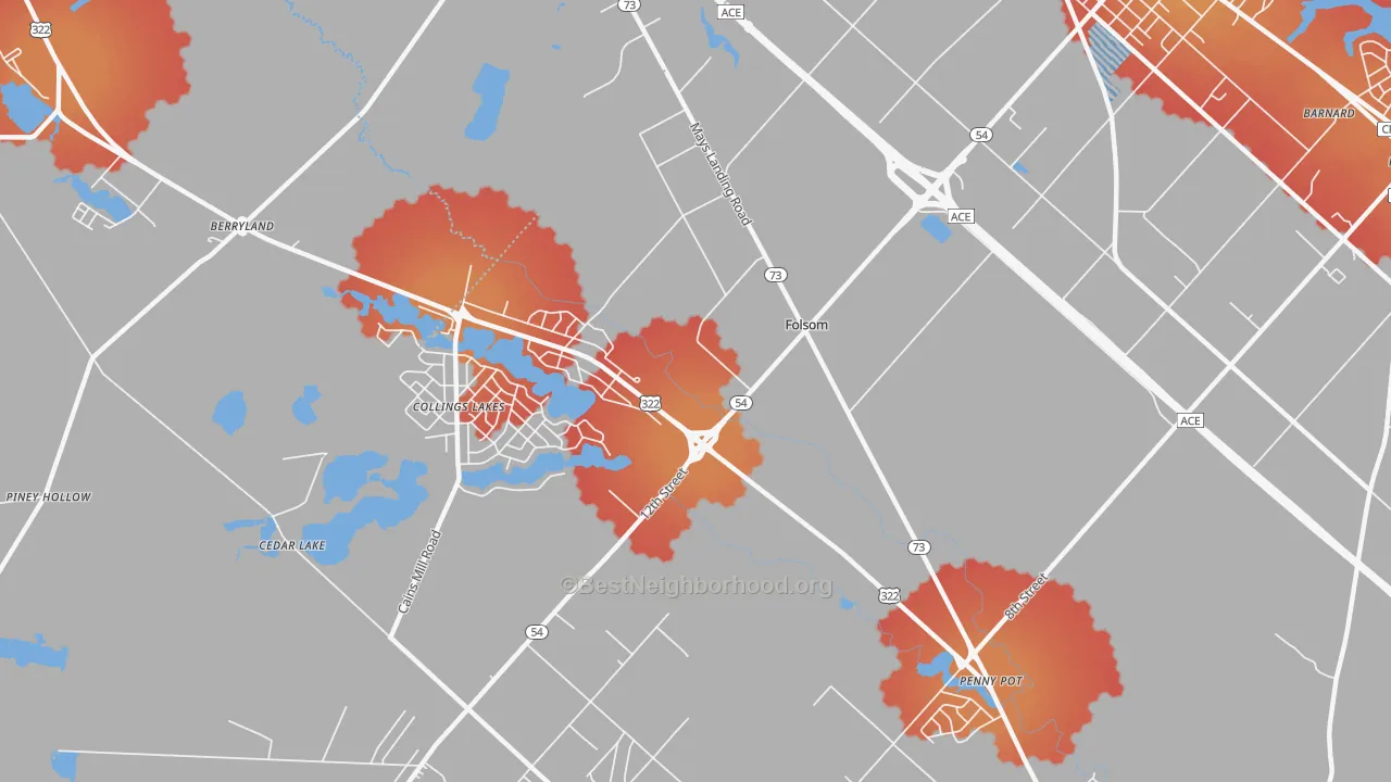 Transit Grade map of Folsom, NJ