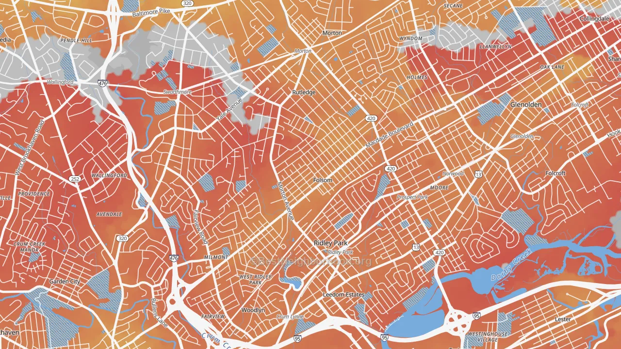 Transit Grade map of Folsom, PA