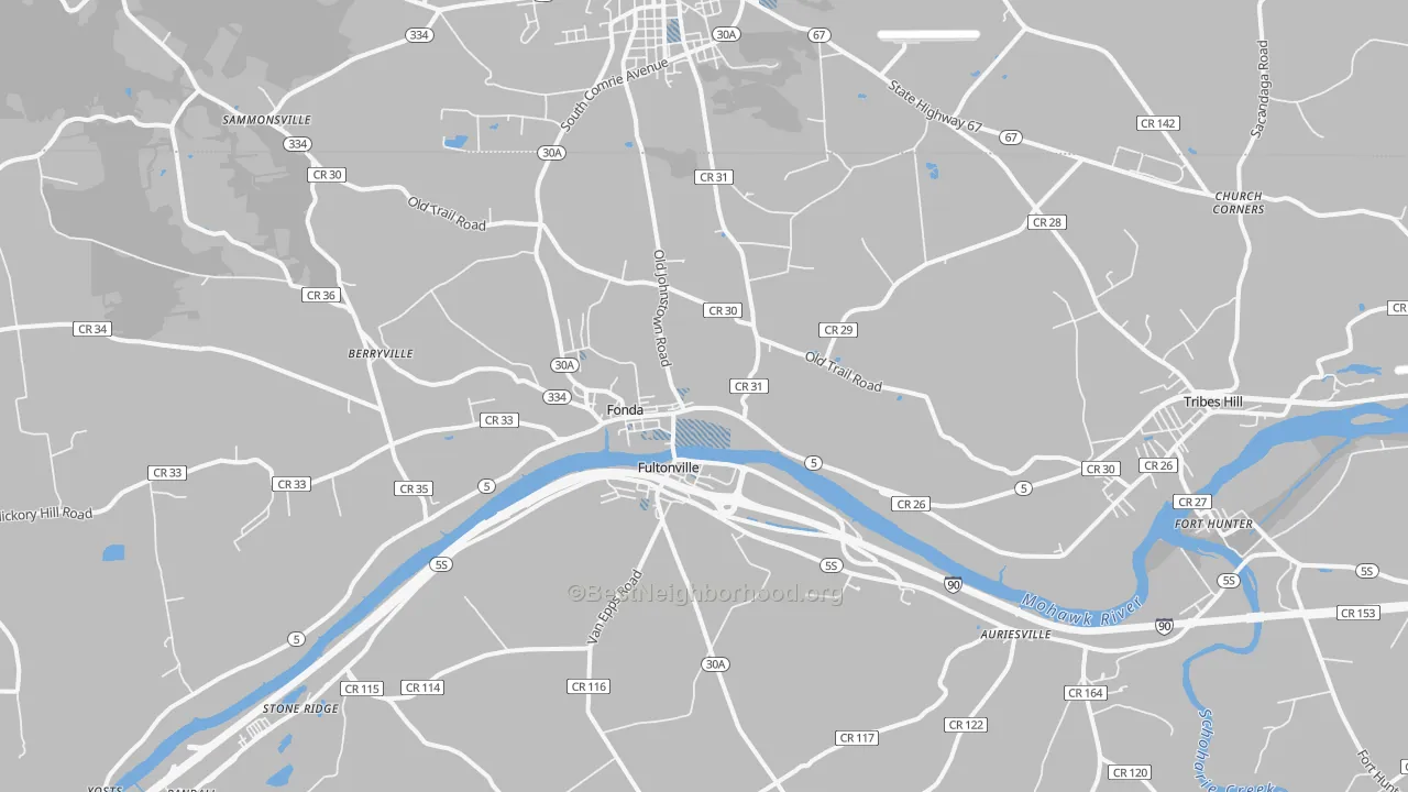 Transit Grade map of Fonda, NY