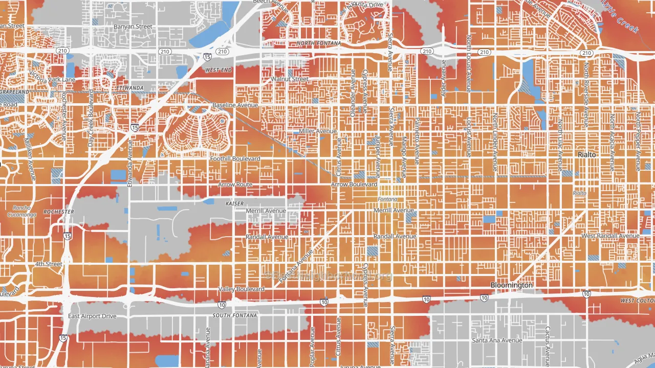 Transit Grade map of Fontana, CA