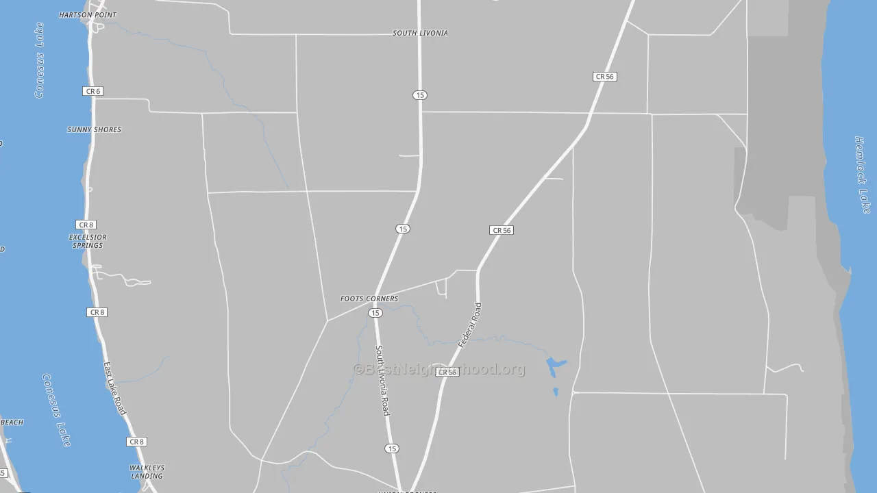 Transit Grade map of Foots Corners, NY