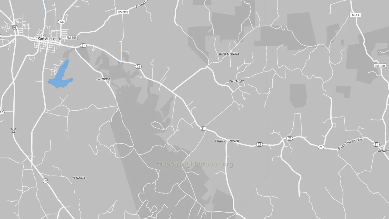 Transit Grade map of Fords Corner, TX