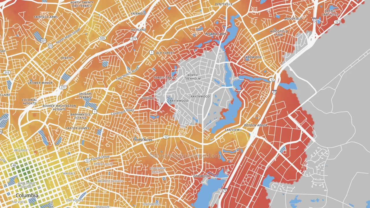 Transit Grade map of Forest Acres, SC