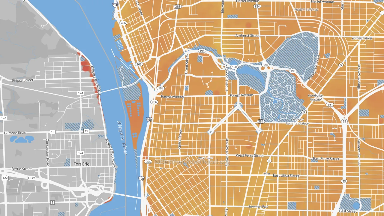 Transit Grade map of Forest, Buffalo, NY