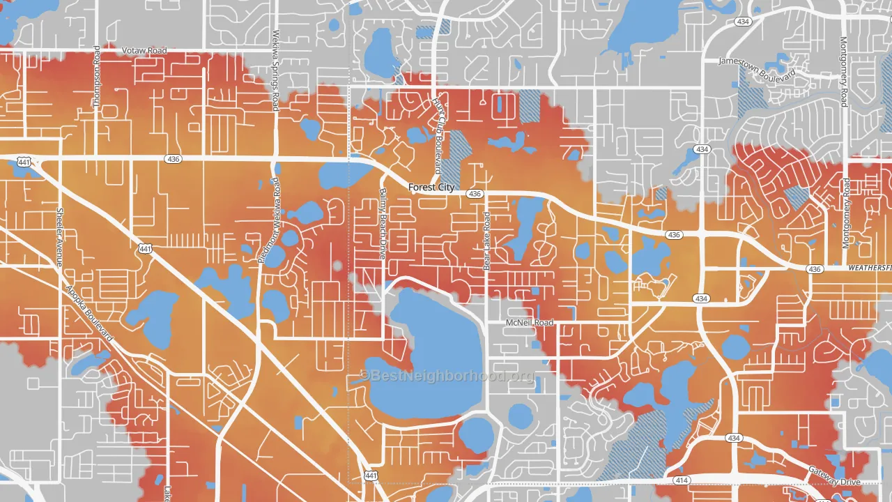 Transit Grade map of Forest City, FL
