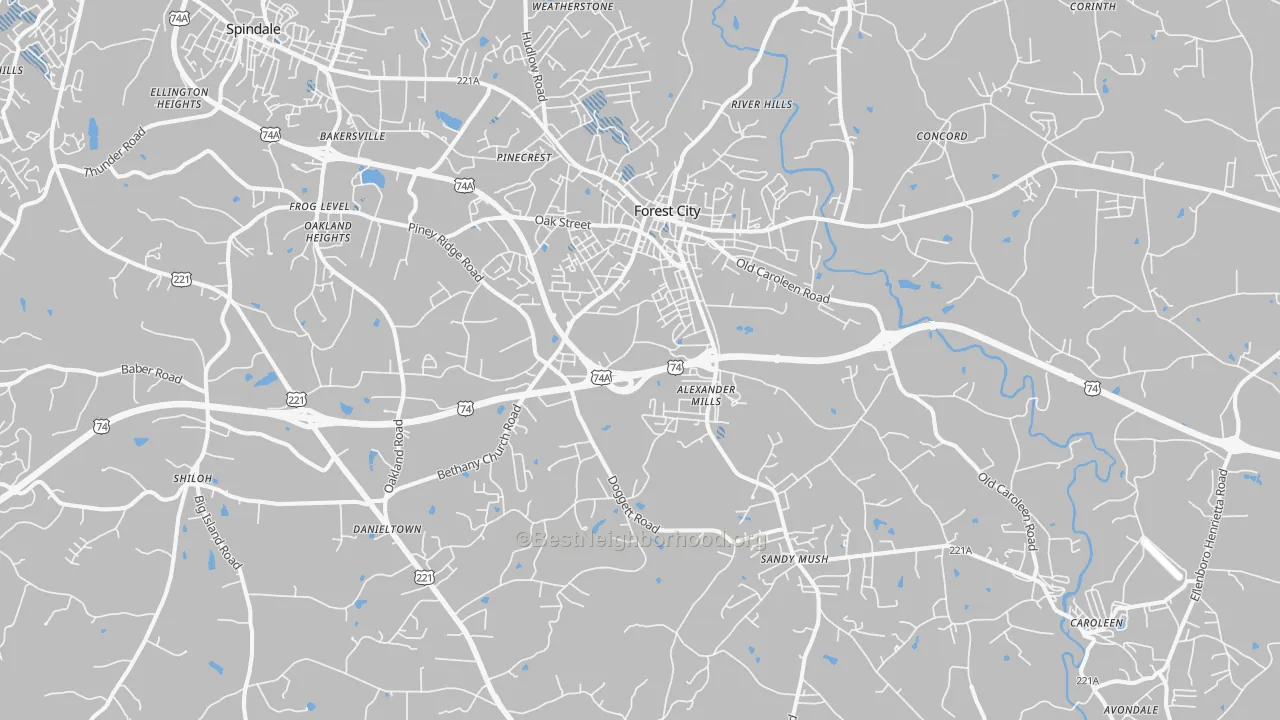 Transit Grade map of Forest City, NC