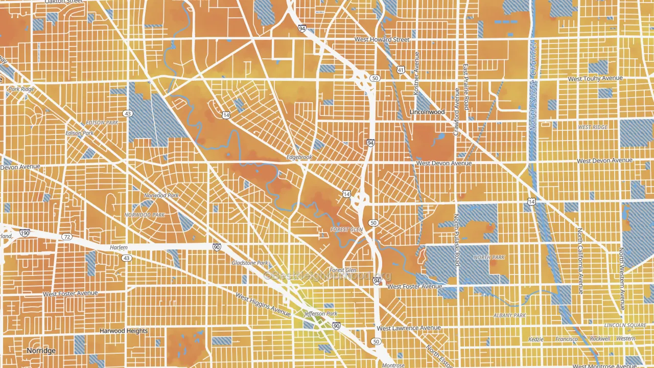 Transit Grade map of Forest Glen, Chicago, IL