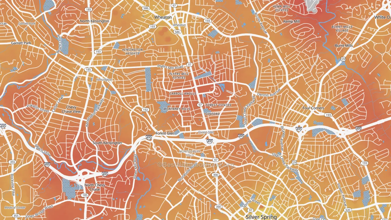 Transit Grade map of Forest Glen, Silver Spring, MD