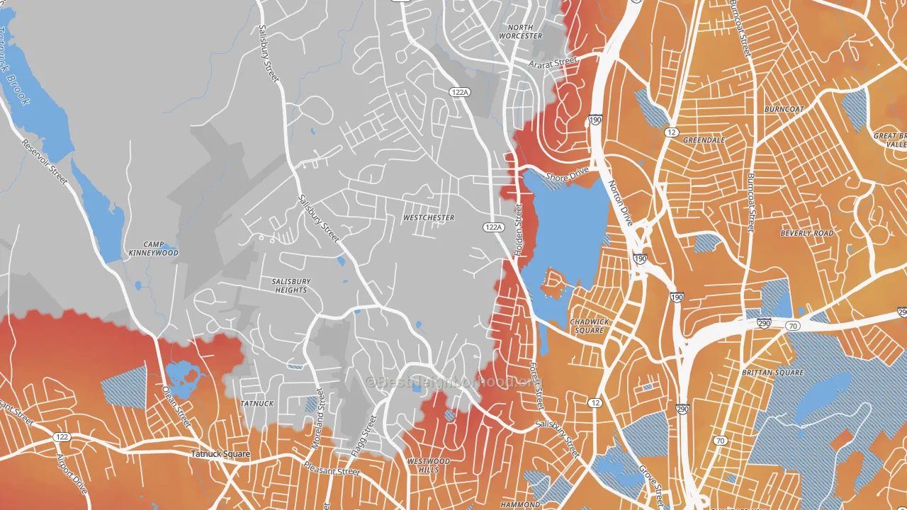 Transit Grade map of Forest Grove, Worcester, MA