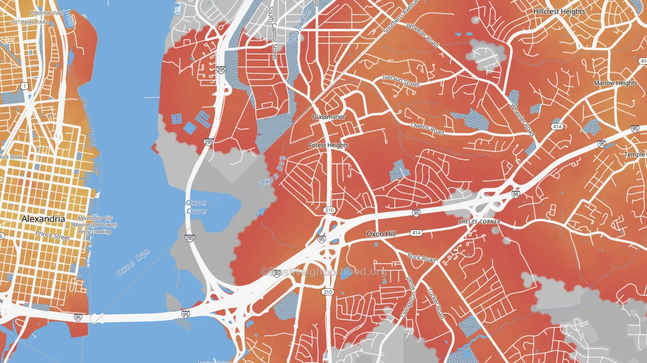 Transit Grade map of Forest Heights, MD