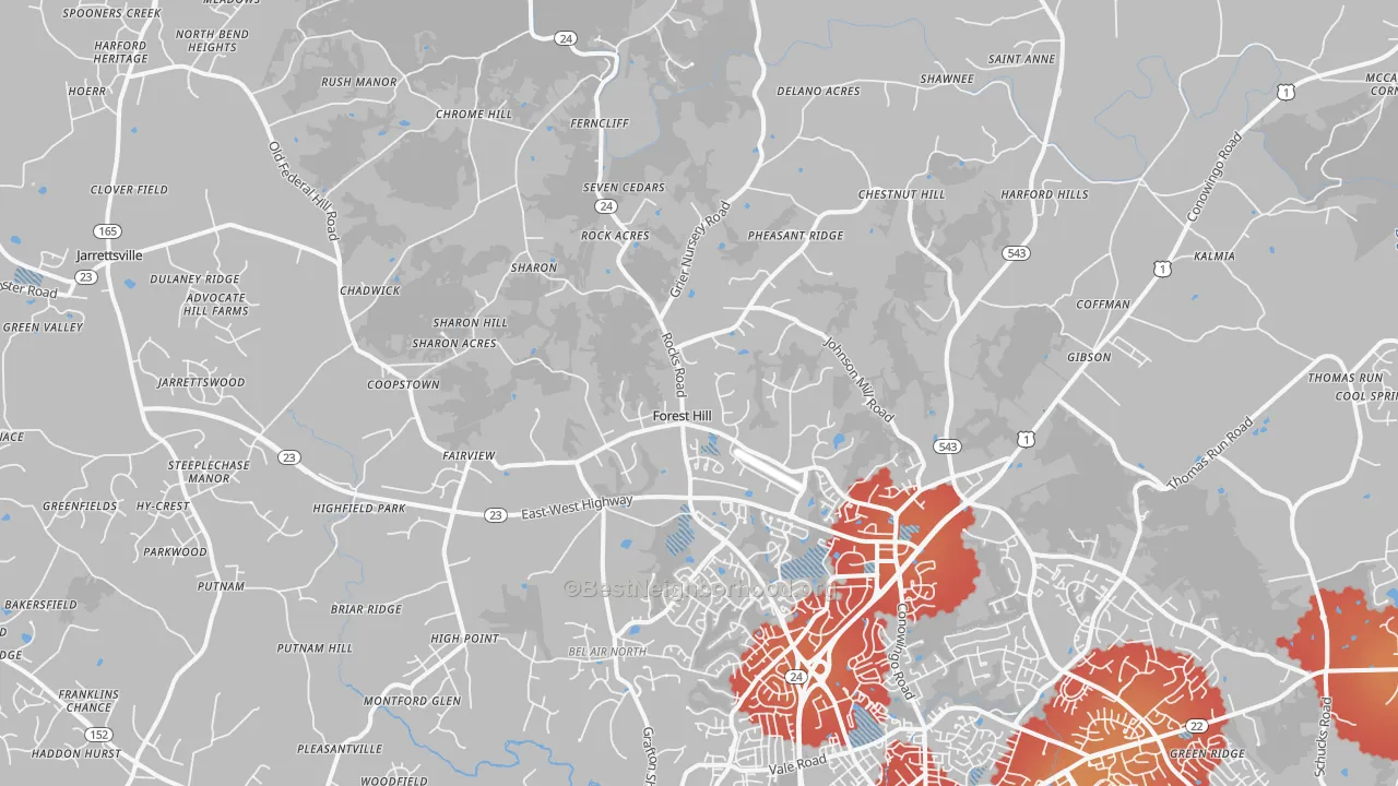 Transit Grade map of Forest Hill, MD