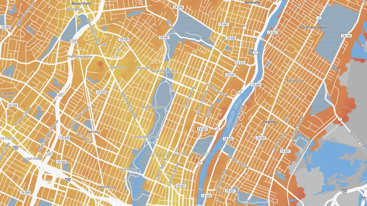 Transit Grade map of Forest Hill, Newark, NJ