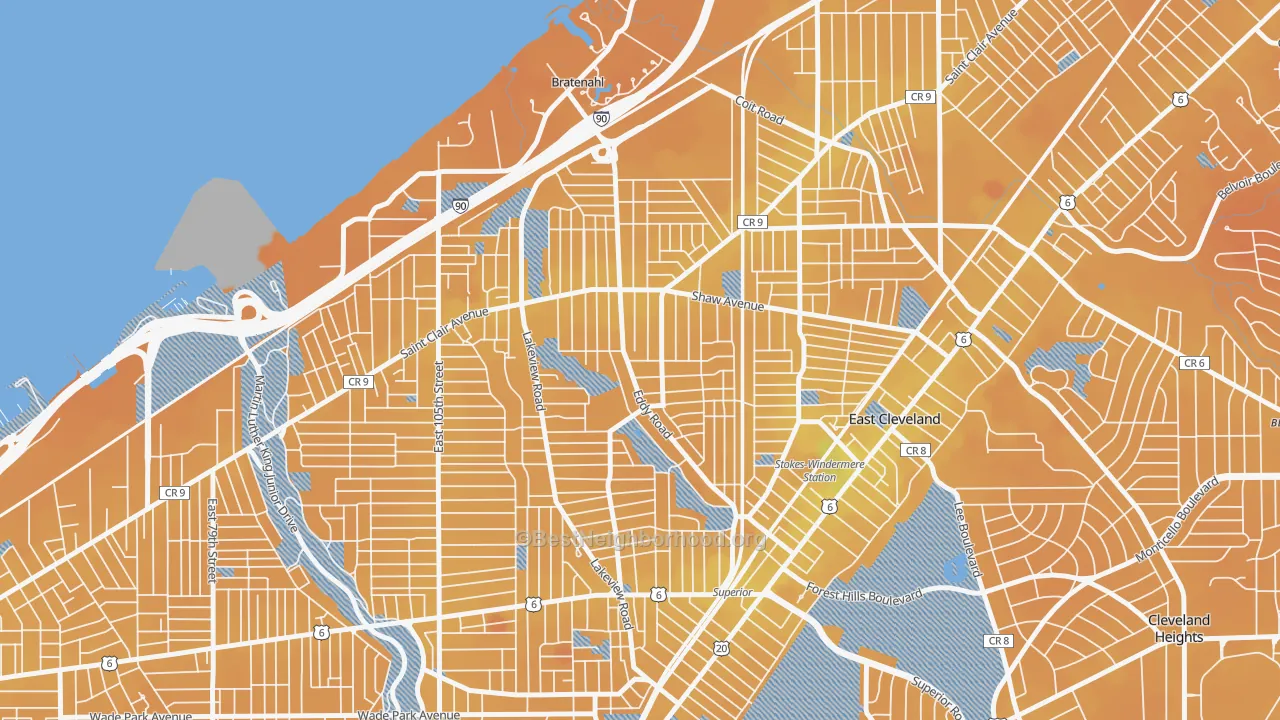 Transit Grade map of Forest Hills, Cleveland, OH