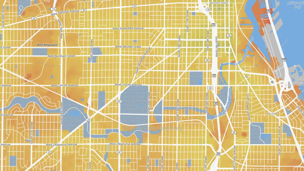 Transit Grade map of Forest Home Hills, Milwaukee, WI