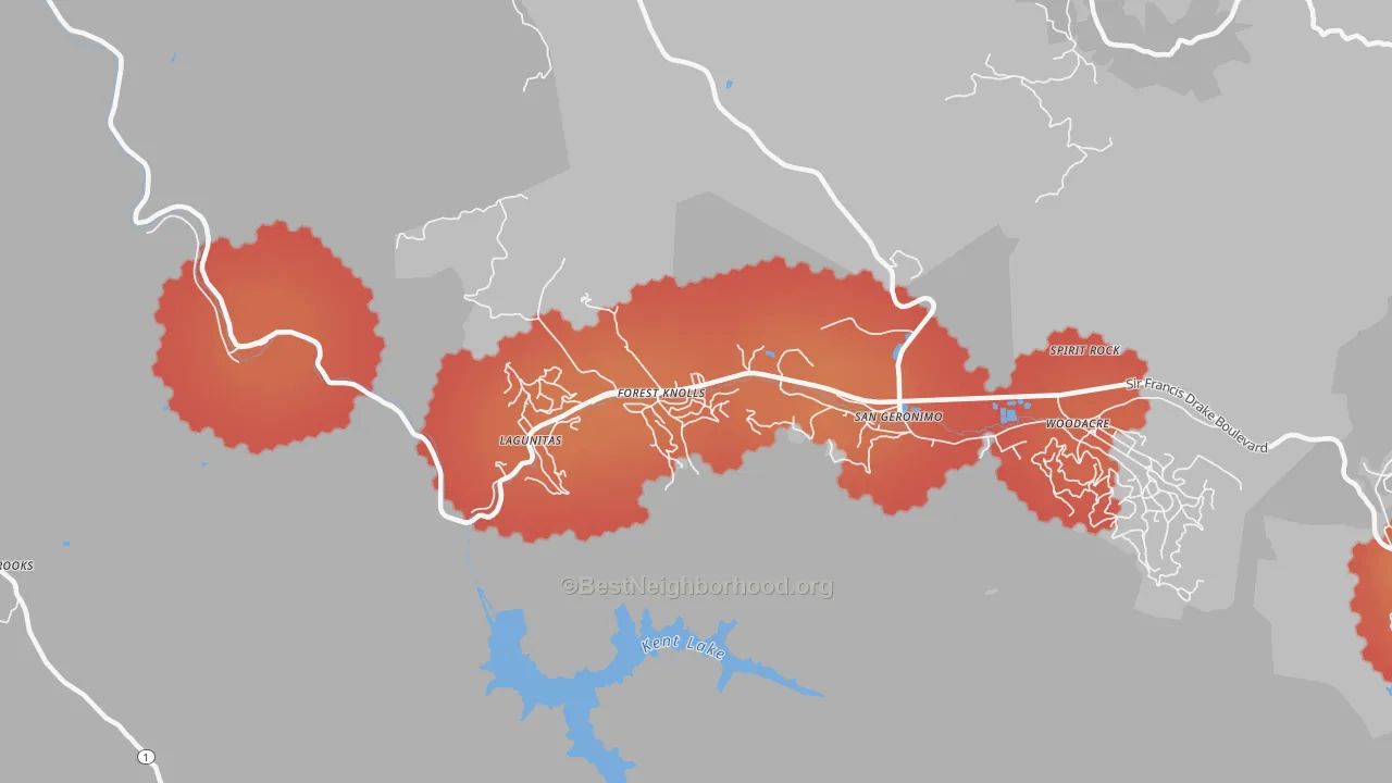 Transit Grade map of Forest Knolls, CA