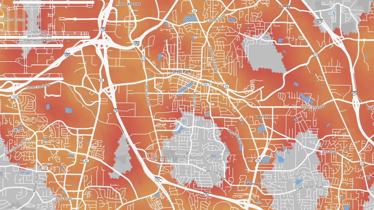 Transit Grade map of Forest Park, GA