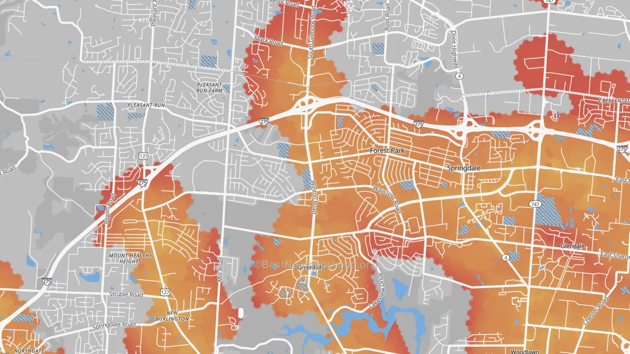 Transit Grade map of Forest Park, OH