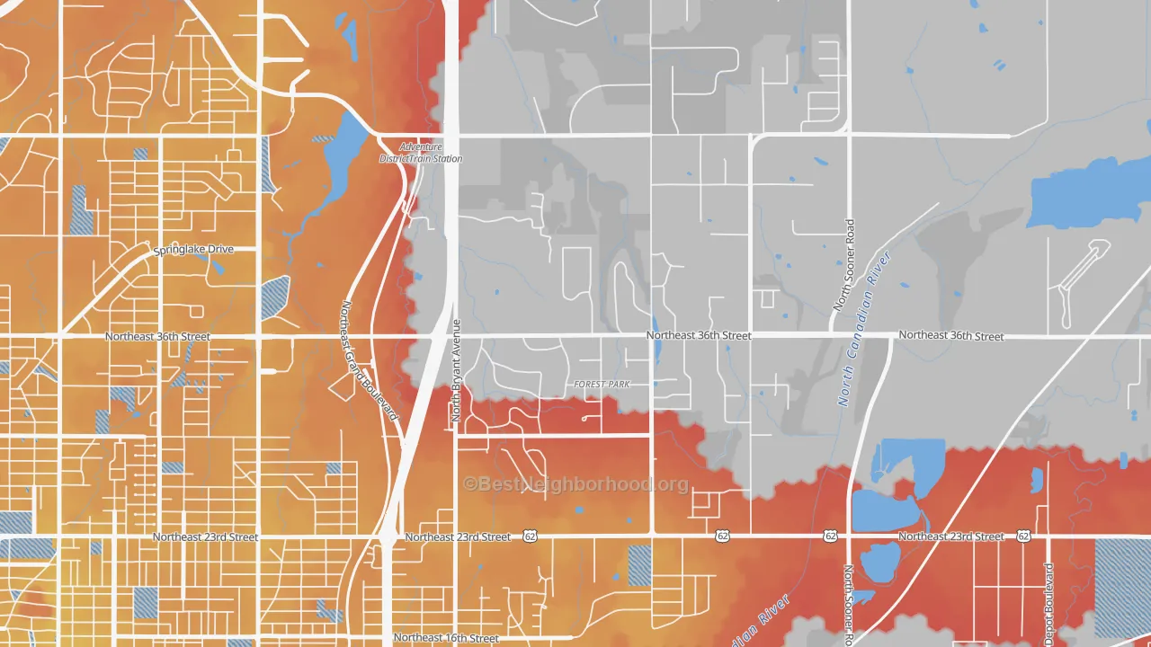 Transit Grade map of Forest Park, OK