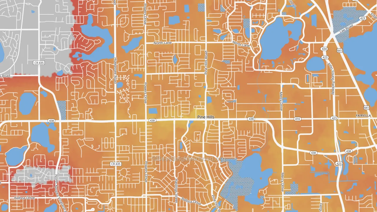 Transit Grade map of Forest Park, Pine Hills, FL