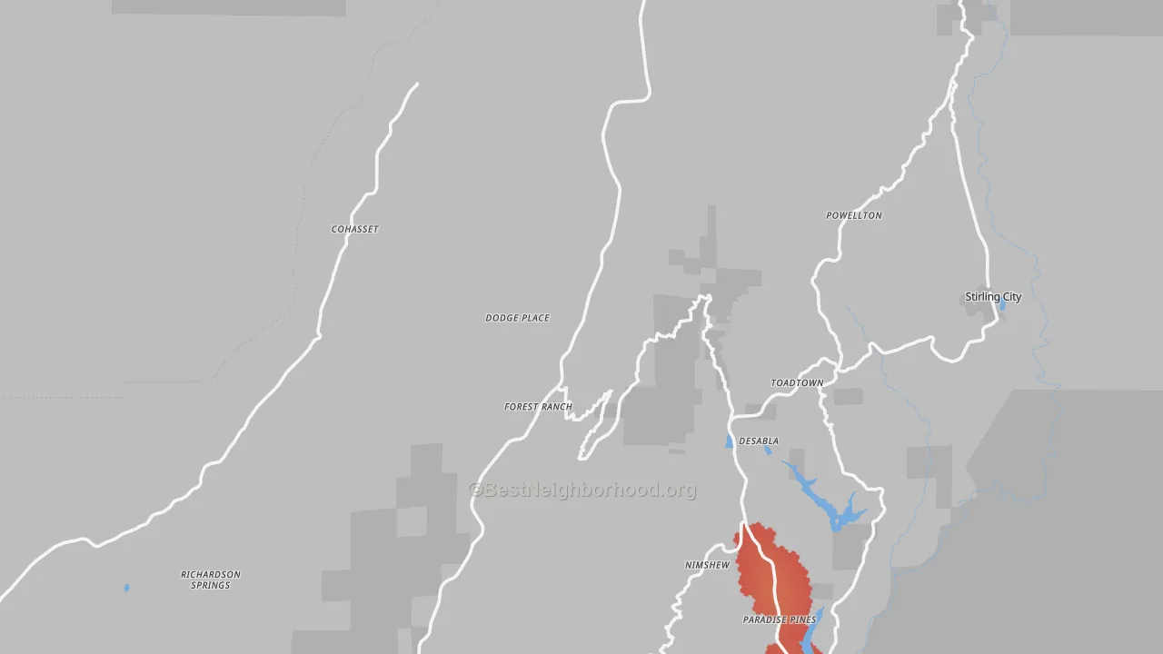 Transit Grade map of Forest Ranch, CA