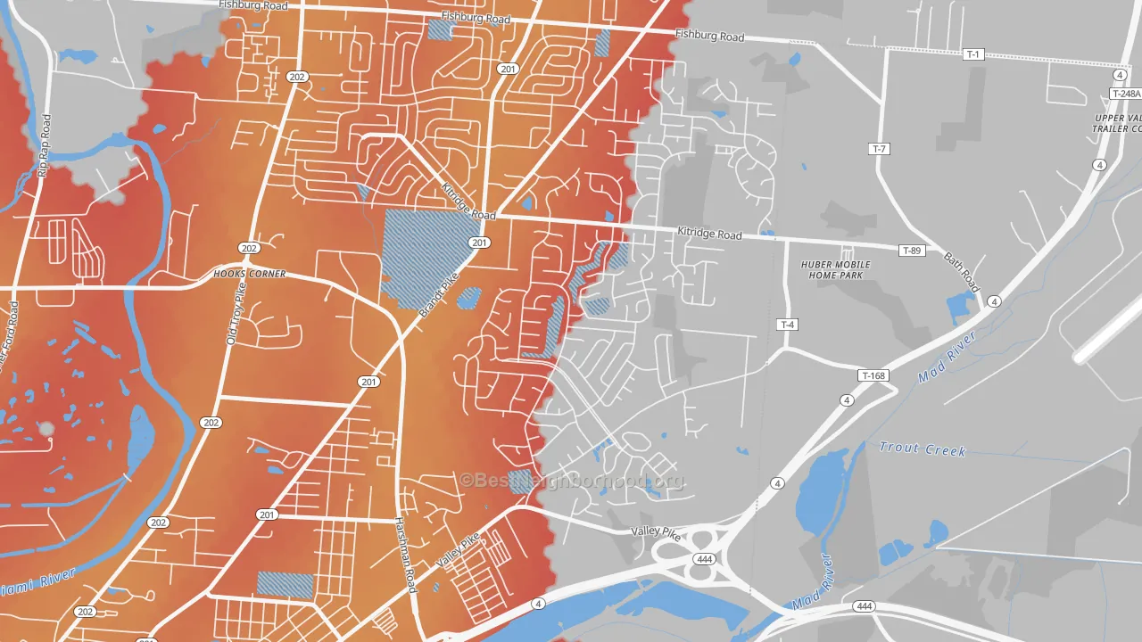 Transit Grade map of Forest Ridge-Quail Hollow, Dayton, OH