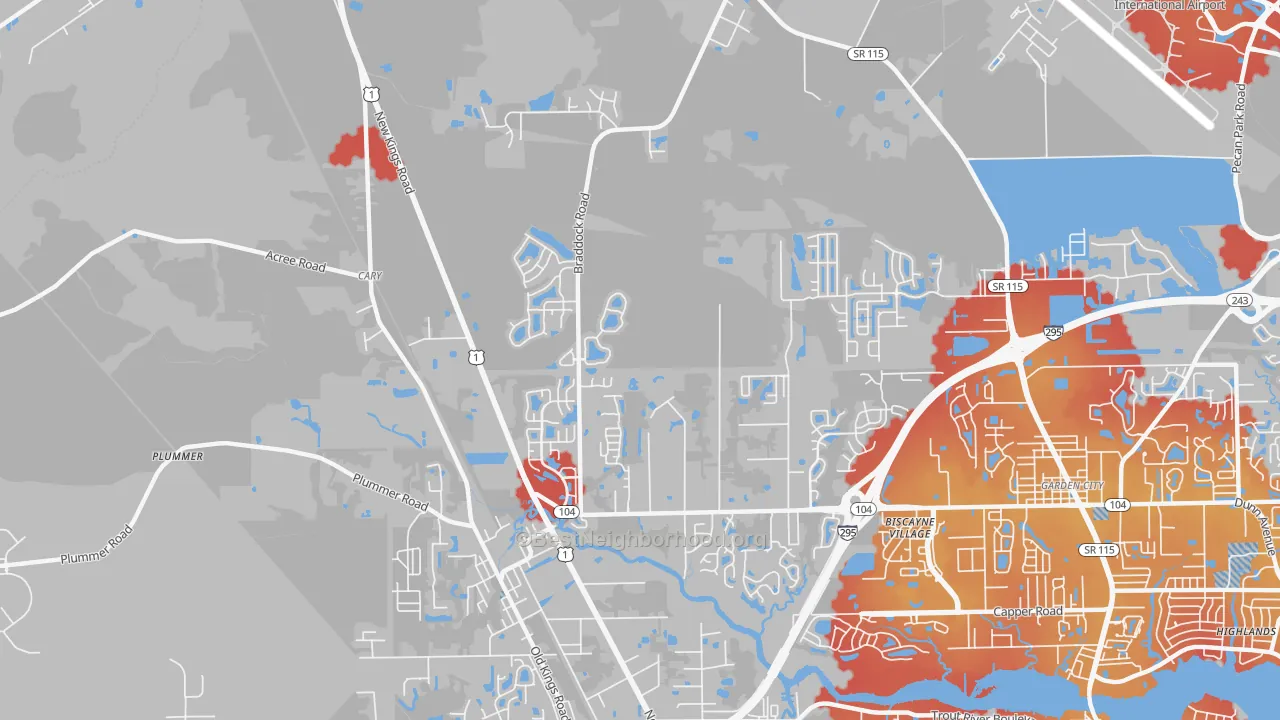 Transit Grade map of Forest Trails, Jacksonville, FL