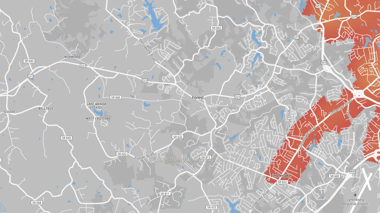 Transit Grade map of Forest, VA