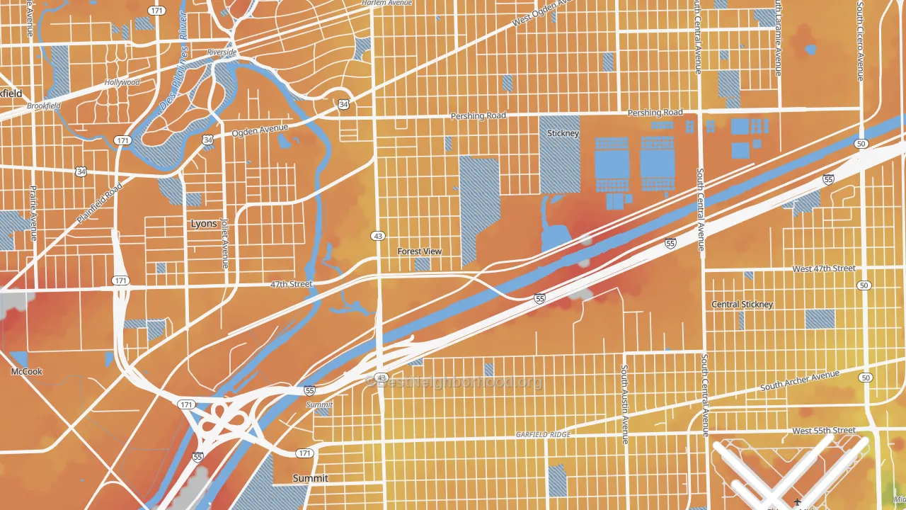 Transit Grade map of Forest View, IL