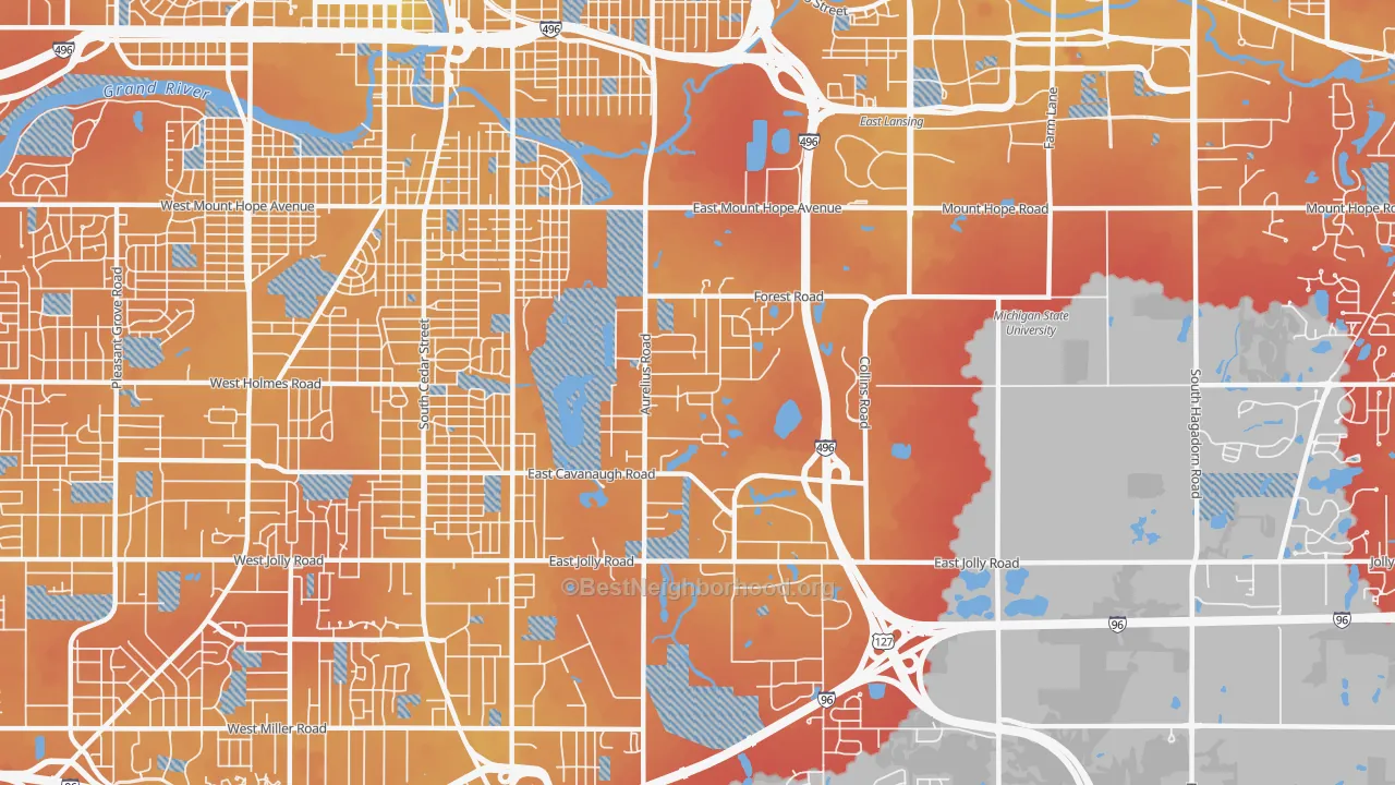 Transit Grade map of Forest View, Lansing, MI