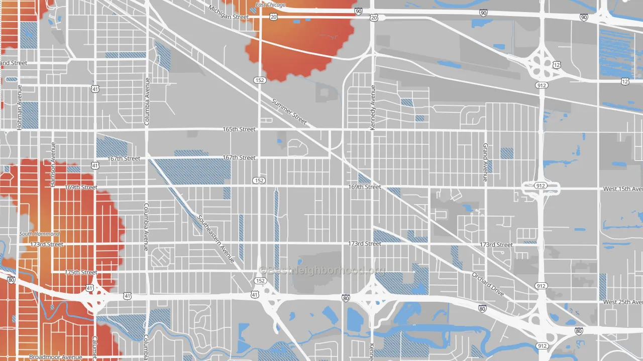 Transit Grade map of Forestdale, Hammond, IN