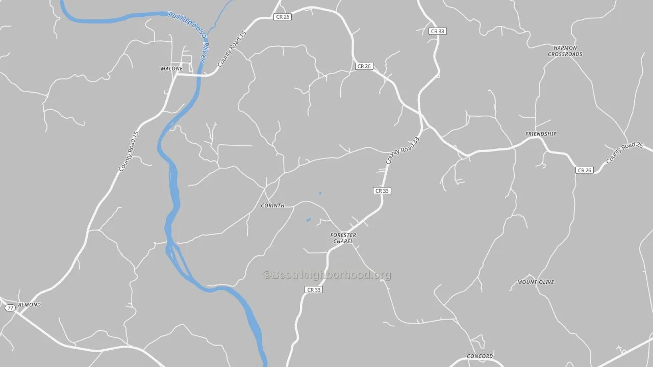 Transit Grade map of Forester Chapel, AL